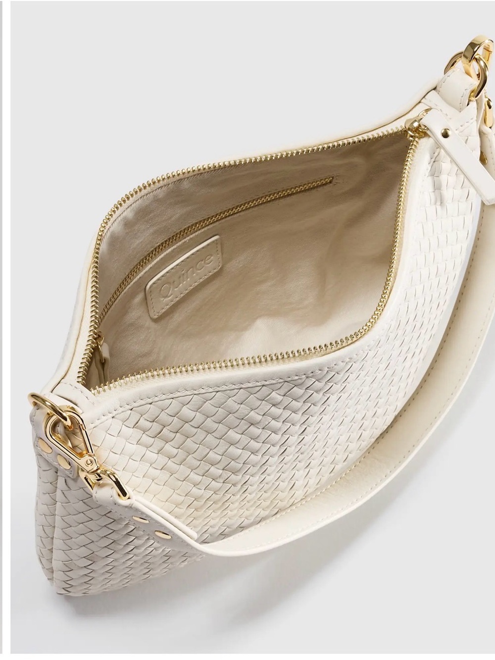 Quince Italian Handwoven Leather Mini Shoulder Bag bone new - Picture 4 of 7